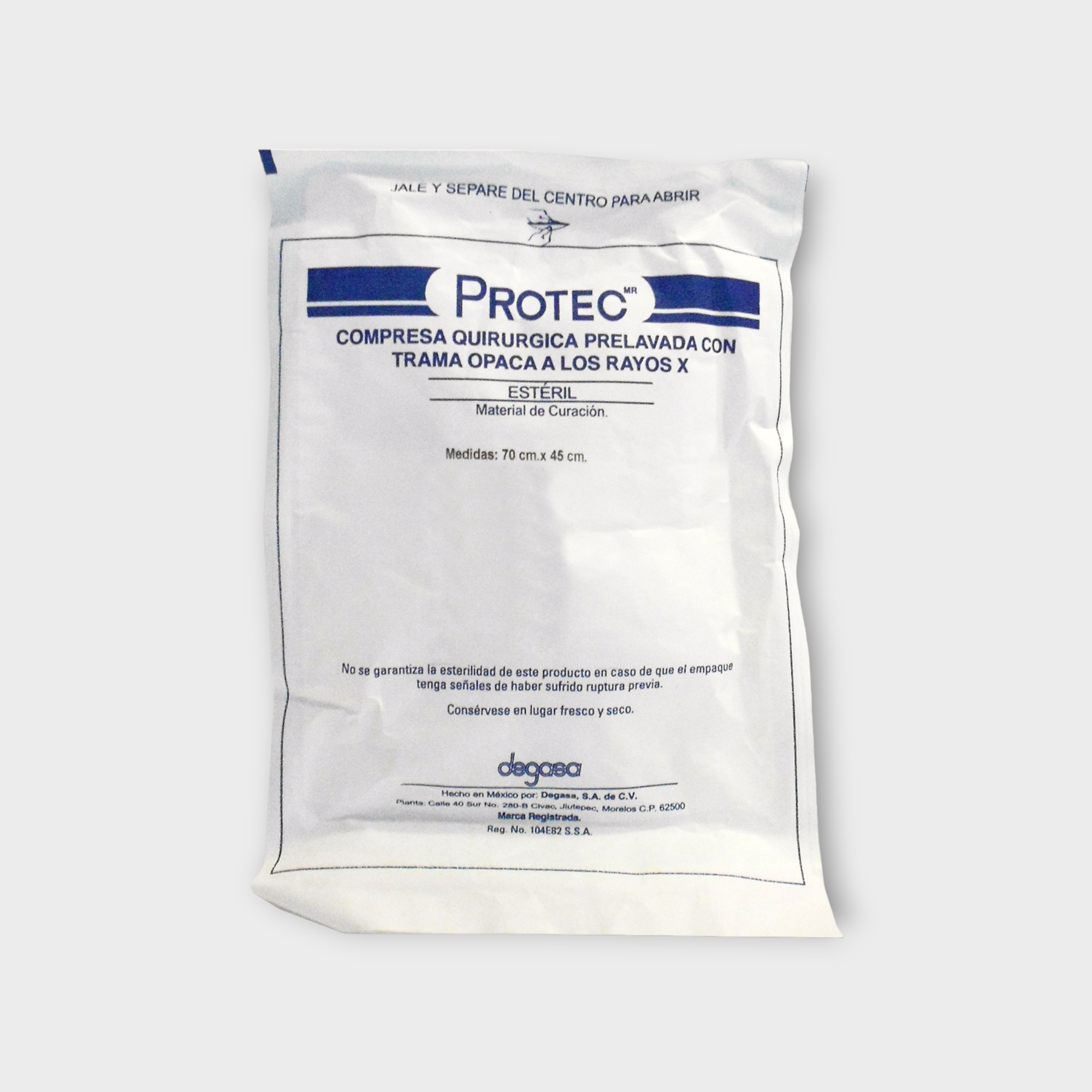 Compresa quirúrgica de algodón con trama opaca a los rayos X estéril 70 x 45 cm - Protec