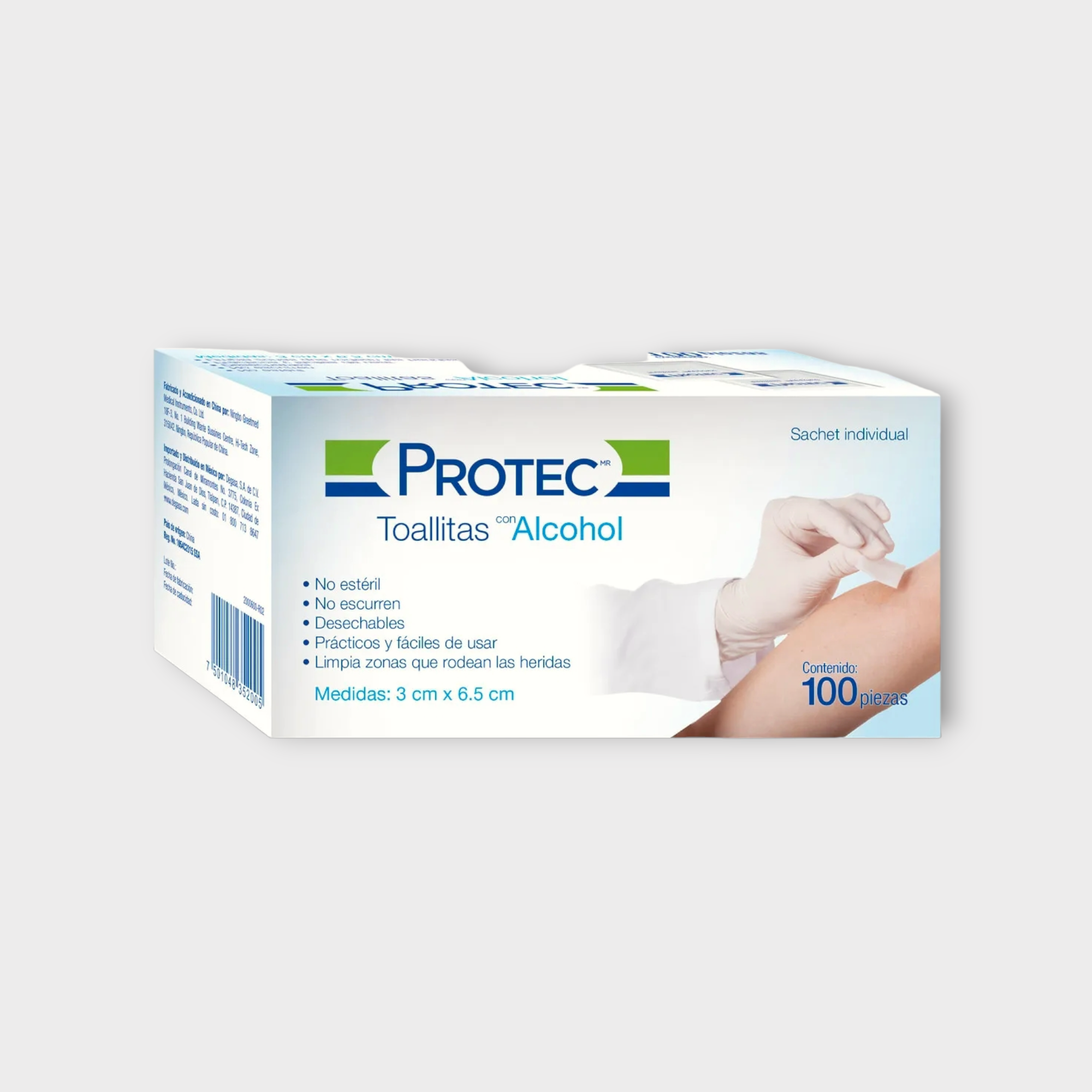 Toallitas con alcohol 3 cm x 6.5 - Protec