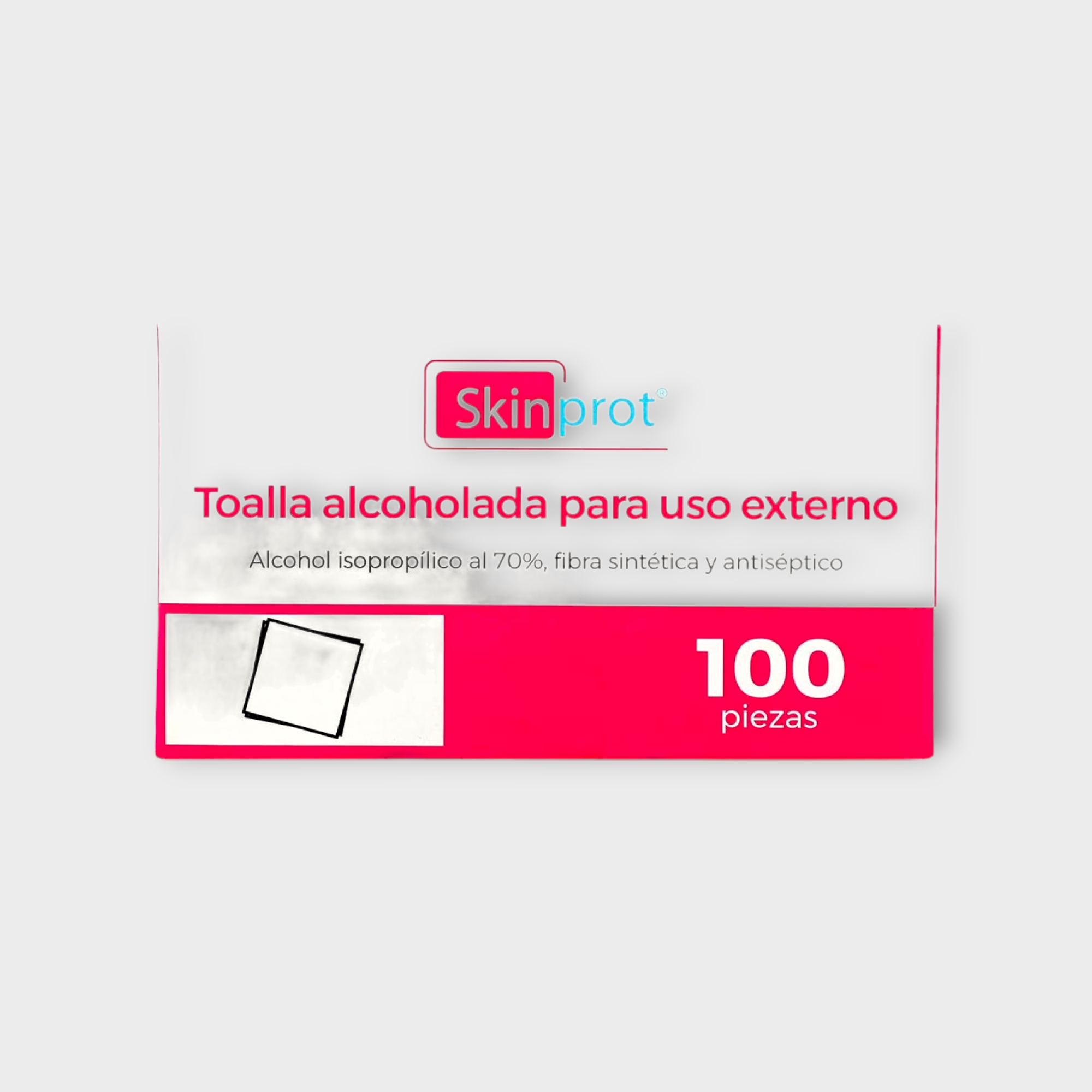 Toallitas con alcohol isopropílico para uso externo, fibra sintética y antiséptico - Skinprot