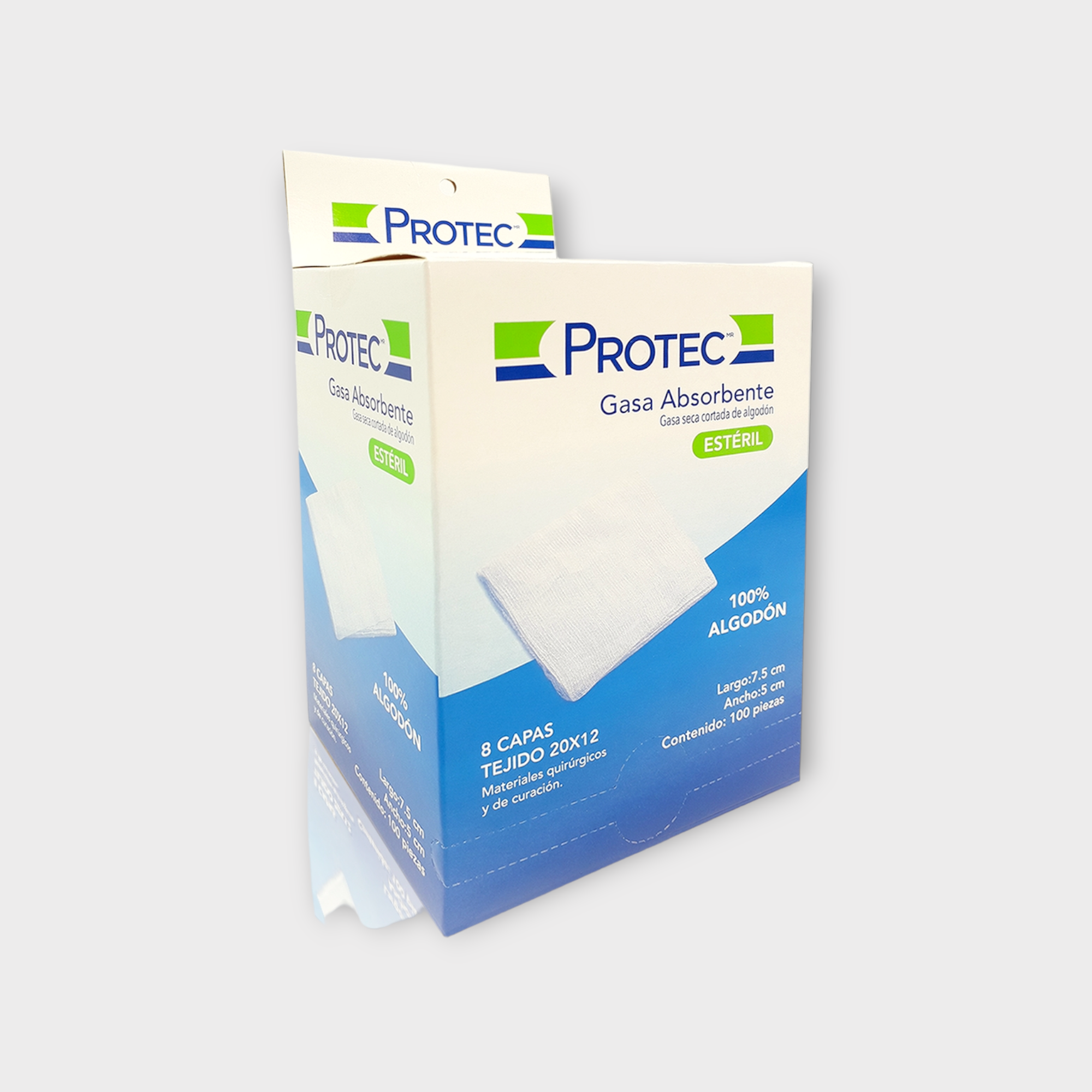 Gasa estéril 100% algodón 10cm x 10cm  - Protec