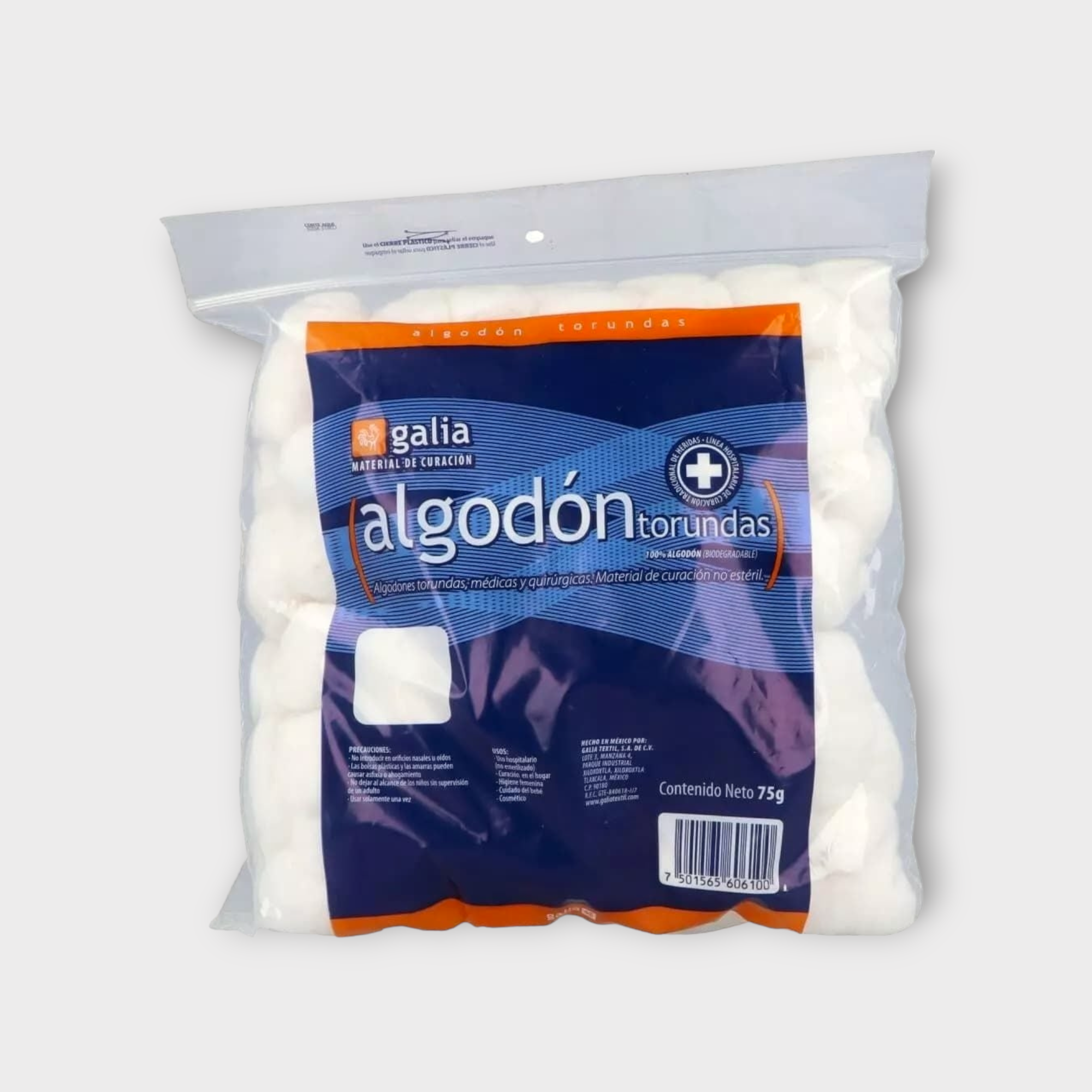 Torundas de algodón no estéril, paquete con 500g - Galia