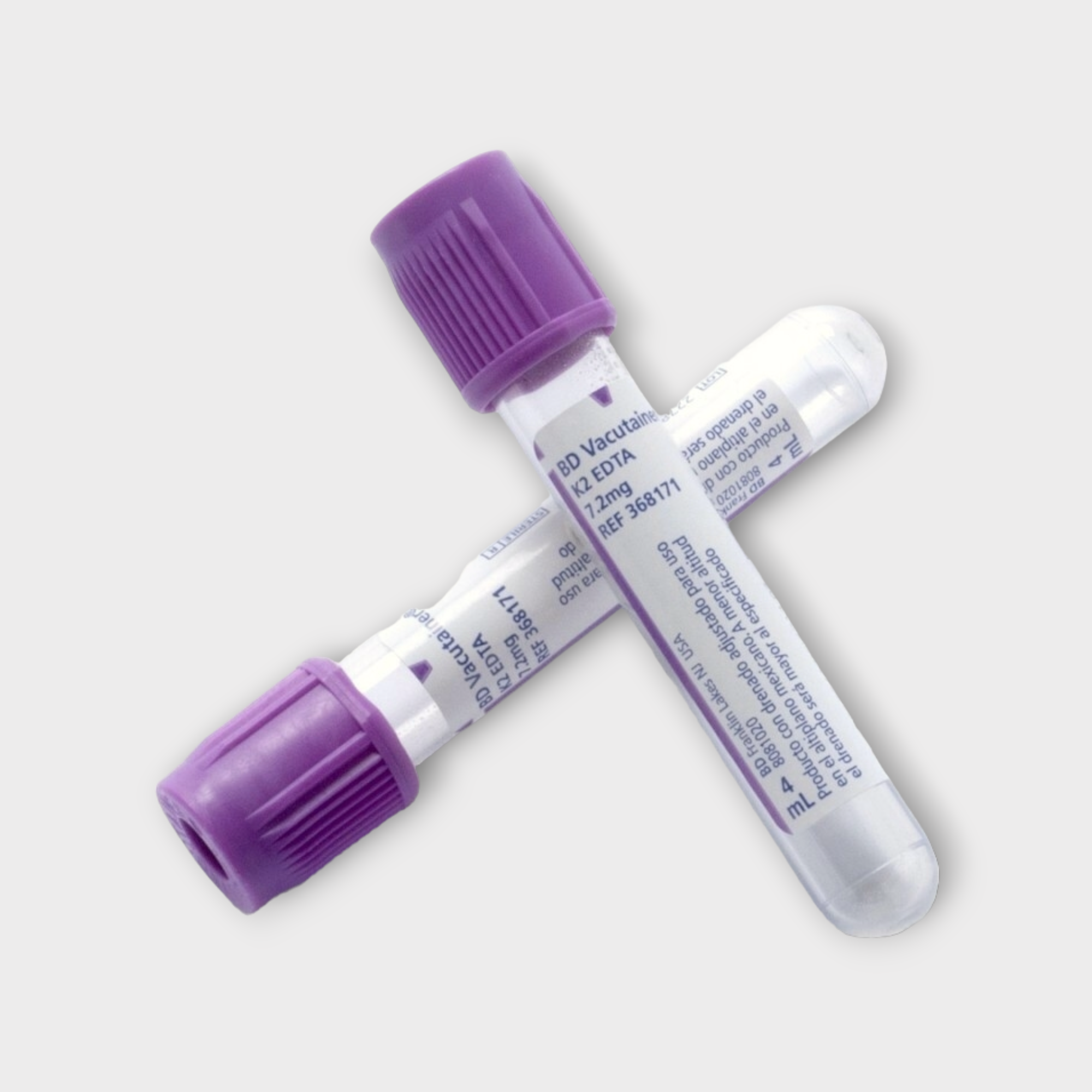 Tubo de plástico para toma y recolección de sangre, tapón lubricado con silicona 4.0ml 13 x 75mm (lila) - BD