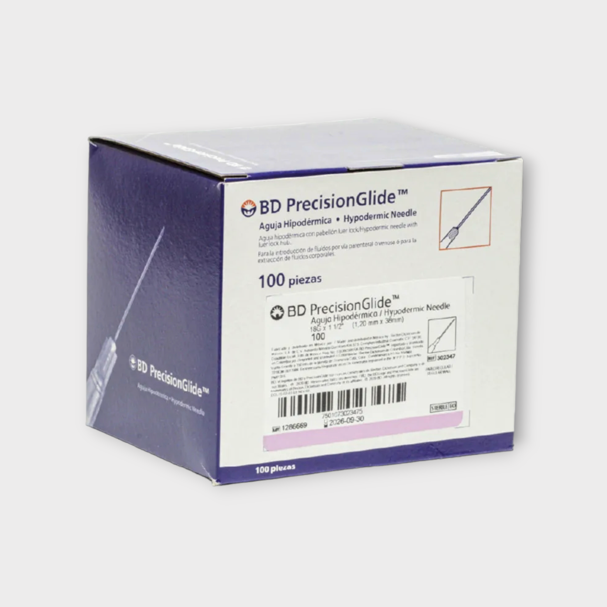 Aguja hipodérmica BD Precisión Glide 18G x 1 (1.20mm x 25 mm) - DB