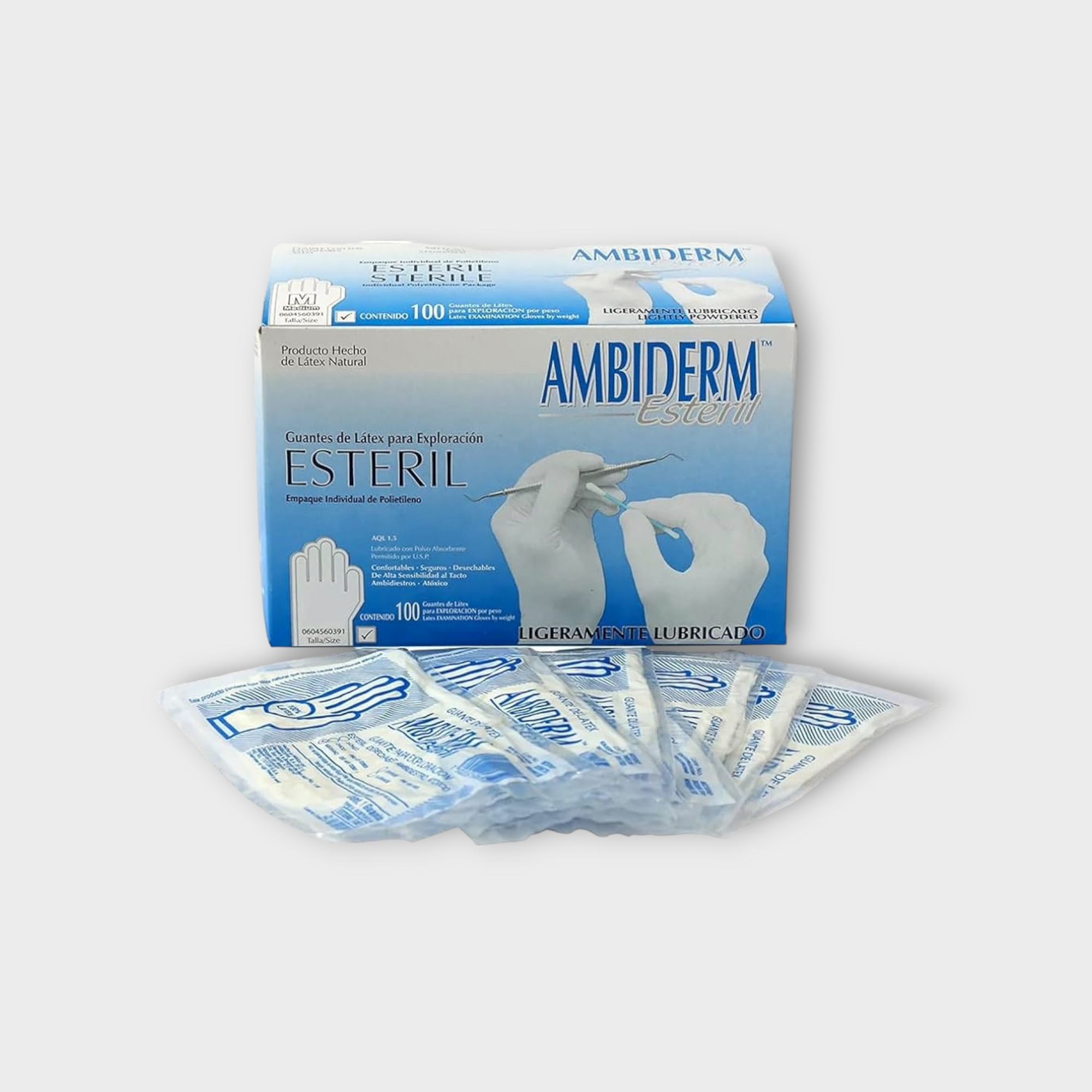 Guante de látex para exploración estéril (Blanco) - Ambiderm