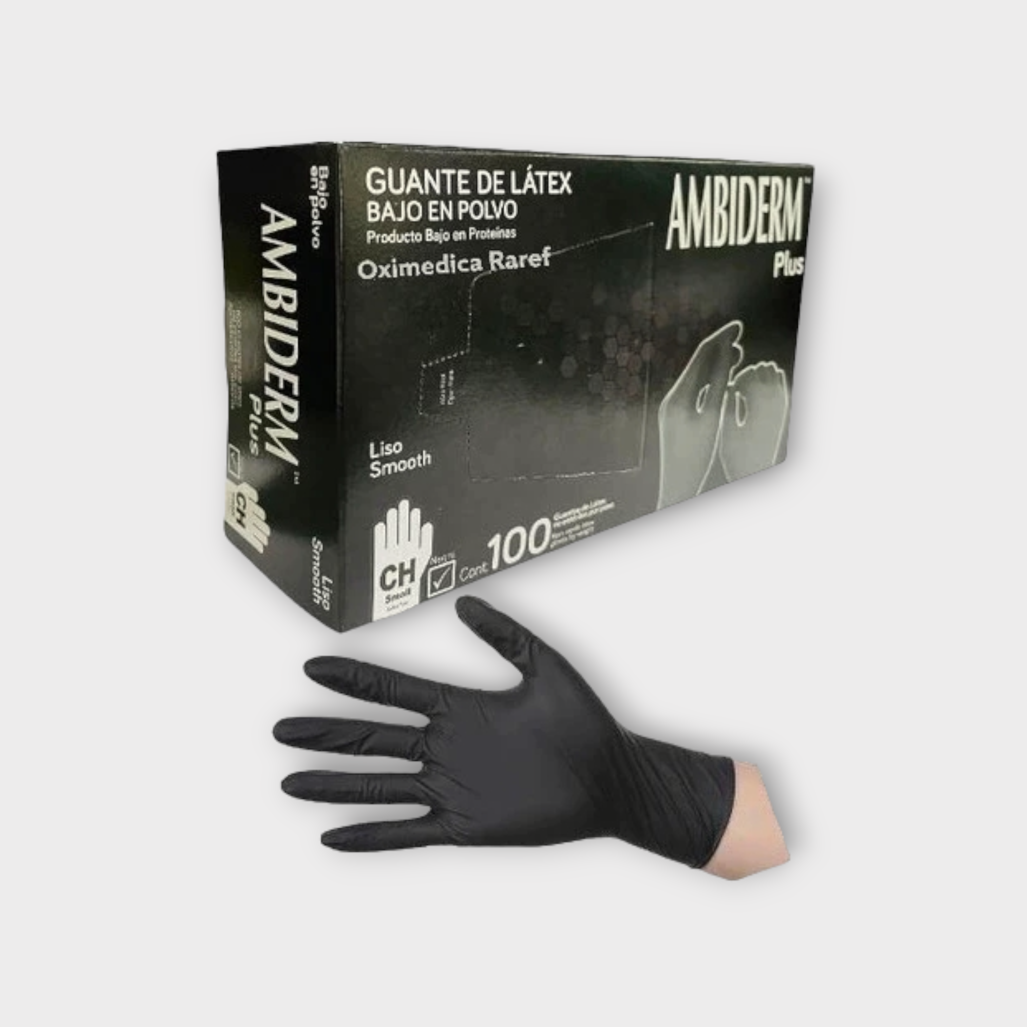Guante de látex para exploración no estériles (Blanco/Negro) - Ambiderm